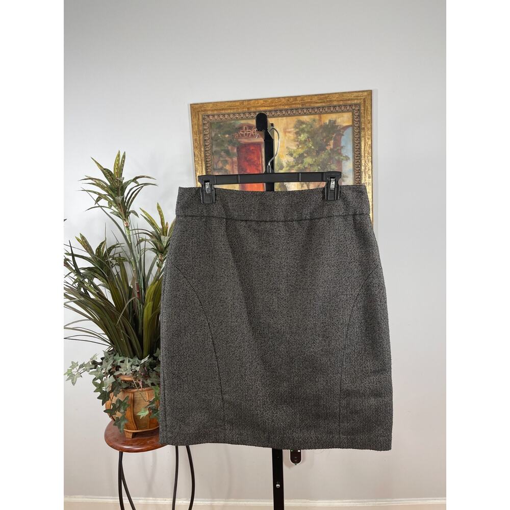 Banana Republic Skirt Women 10 Charcoal Pencil Dark Academia Quiet Luxury Preppy